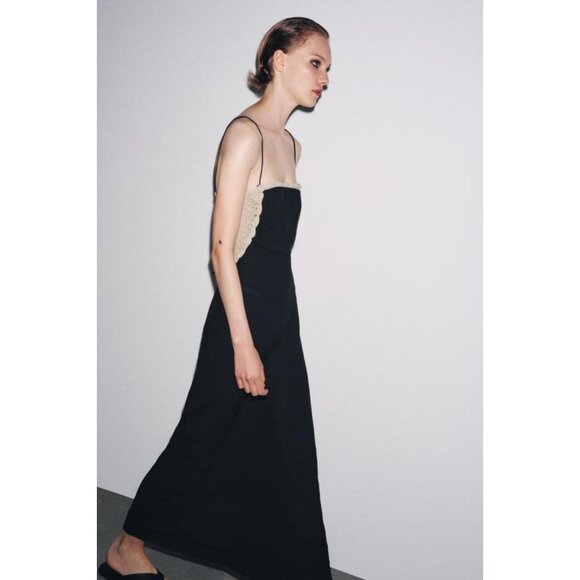 ZARA CONTRAST CROCHET DRESS - Picture 5 of 9